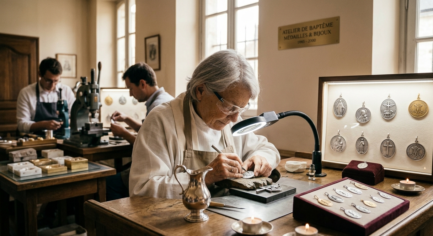 Les trois étapes de la fabrication d’une médaille de baptême